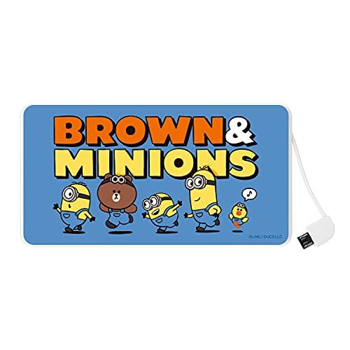 グルマンディーズ BROWN&MINIONS 4000mAh リチウムイオンポリマー充電器2.1A ラン MINI-279B ブルー