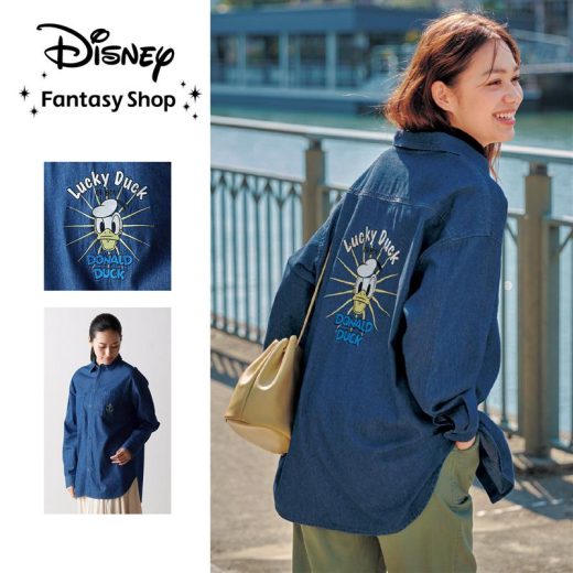 【Disney】 ディズニー 刺繍デニムシャツ「ミッキーマウス(グレー) ドナルドダック(ネイビー) 」 ◆ S M L LL ◆ ◇ レディース 女性 トップス シャツ ブラウス レディーストップス レディースシャツ デニムシャツ 長袖 おしゃれ 刺繍 ゆったり ◇