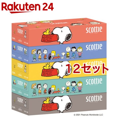 スコッティ ティッシュペーパー スヌーピー(320枚(160組)*5箱*12セット)【スコッティ(SCOTTIE)】