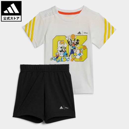 【公式】アディダス adidas 返品可 adidas × Disney ミッキーマウス サマーセットアップ スポーツウェア キッズ／子供用 ウェア・服 セットアップ 白 ホワイト HK6653 上下