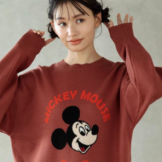 Green Parks Disney100 / ミッキーマウスクラブ ジャガードニット 23AW グリーンパークス トップス ニット オレンジ グレー【送料無料】