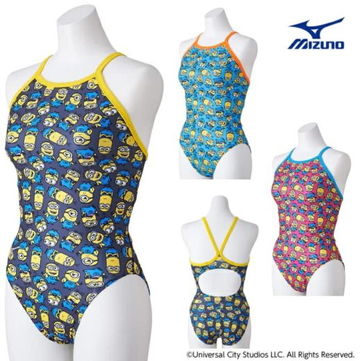 ミズノ MIZUNO 競泳水着 レディース 練習用 エクサースーツ ミディアムカット EXER SUITS U-Fit ミニオンズ MINIONS 競泳練習水着 2023年秋冬追加企画モデル N2MAA295