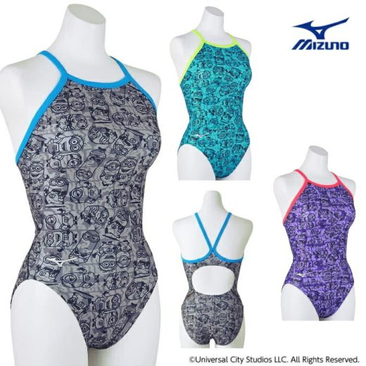 ミズノ MIZUNO 競泳水着 レディース 練習用 エクサースーツ ミディアムカット EXER SUITS U-Fit ミニオンズ MINIONS 競泳練習水着 2023年秋冬追加企画モデル N2MAA297