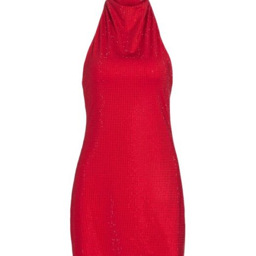 【送料無料】 アマンダ アプリチャード レディース ワンピース トップス Duffy Rhinestone Halter Minidress red