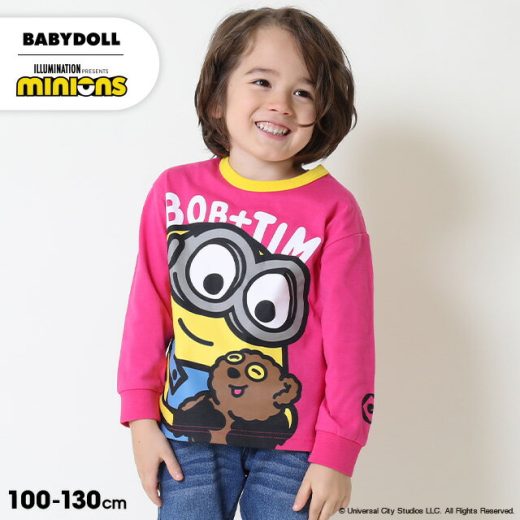 11/6NEW ミニオン BIGフェイス ロンT 9072K ベビードール BABYDOLL 子供服 ベビー キッズ 男の子 女の子 ミニオンズ minions