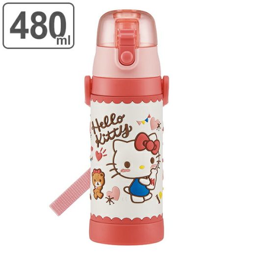 水筒 ステンレス 直飲み 3Dロック付ダイレクトボトル ハローキティ 480ml 子供 （ 保冷 幼稚園 保育園 キティ 3D キッズ キャラクター ワンプッシュ 直飲みステンレス ステンレス製 子供用水筒 ボトル キャラ ） 【3980円以上送料無料】