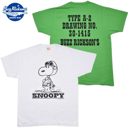 BUZZ RICKSON'S バズリクソン PEANUTS S/S T-SHIRT TYPE A-2 スヌーピー BR79258 メンズ