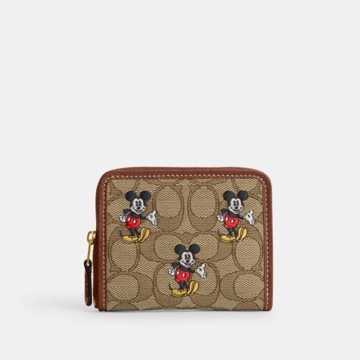 【SALE／70%OFF】COACH OUTLET 【DISNEY X COACH】スモール ジップ アラウンド ウォレット / シグネチャー ジャカード / ミッキーマウス プリント コーチ　アウトレット 財布・ポーチ・ケース 財布 ベージュ【送料無料】