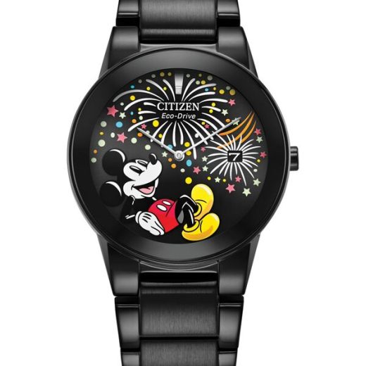 【送料無料】 シチズン レディース 腕時計 アクセサリー Eco-Drive Unisex Disney Mickey Mouse Black Stainless Steel Bracelet Watch 40mm Black