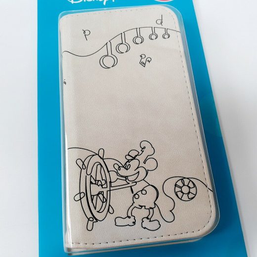 【P2倍】AQUOS R compact ディズニー 蒸気船ウィリー ミッキーマウス ブックタイプケース ホワイト Disney Steamboat Willie Line Art Mickey Mouse アクオス 手帳型 スマホ保護 SHV41 SH-M06 701SH