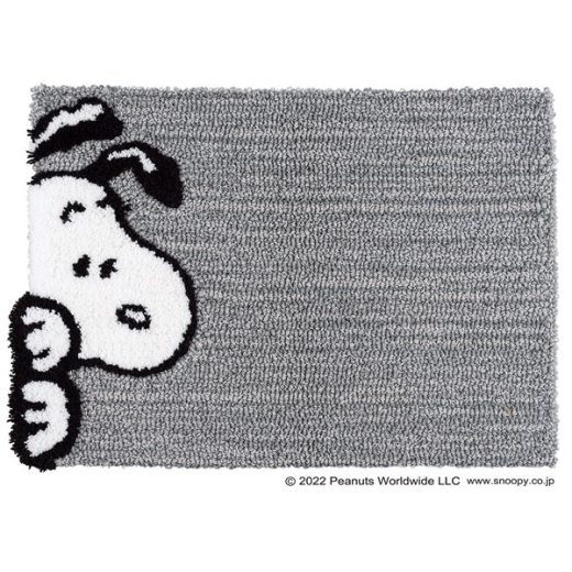 スミノエ PEANUTS マット チラリ 約幅45×丈65cm グレー 日本製 カーペット・マット・畳 カーペット・ラグ カーペット マット