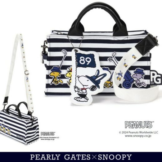 【NEW】PEARLY GATES パーリーゲイツSNOOPY トートバッグ ＜ボーダー柄＞ (UNISEX) 053-4181531/24B