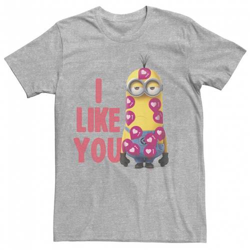 キャラクター Tシャツ ヘザー 【 LICENSED CHARACTER MINIONS I LIKE YOU HEART STICKERS TEE / ATHLETIC HEATHER 】 メンズファッション トップス カットソー