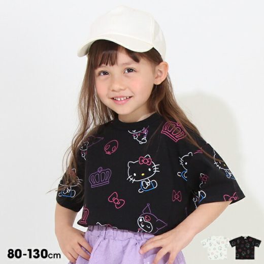 6/3 13:59まで 【20％OFF アウトレットSALE】 サンリオ キャラクター総柄 Tシャツ 8414K ベビードール BABYDOLL 子供服 ベビー キッズ 女の子 ハローキティ クロミ グッズ コラボ