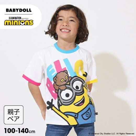 ＼最大1000円OFFクーポン配布中／NEW 親子お揃い ミニオン カラフル 配色 Tシャツ 9288K ベビードール BABYDOLL 子供服 ベビー キッズ 男の子 女の子 ミニオンズ minions コラボ