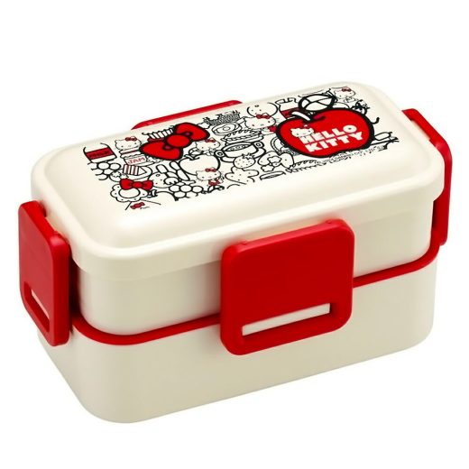 弁当箱 ハローキティ Hello Kitty KT Food Red 2段ふわっと弁当箱 SKATER スケーター 抗菌 容量600ml(上下合計) 4点ロック 食洗機/電子レンジ対応 677212-PFLW4AG ◆宅