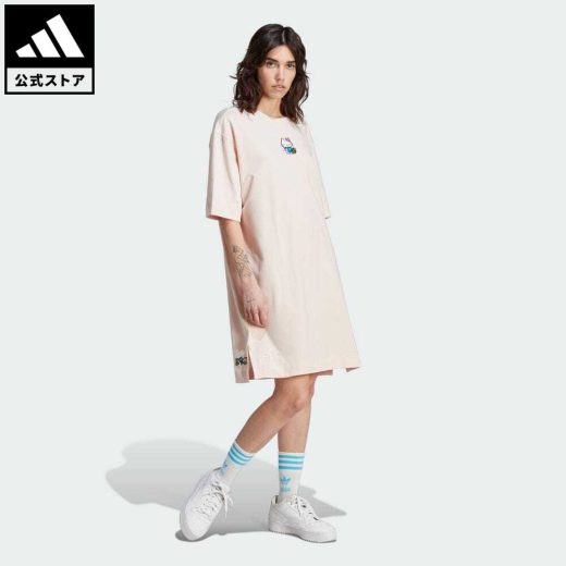 【公式】アディダス adidas 返品可 アディダス オリジナルス × ハローキティ半袖 Tシャツワンピース オリジナルス レディース ウェア・服 オールインワン ワンピース ピンク II0764