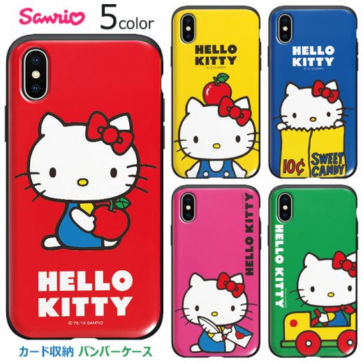 Hello Kitty Retro Card Slide Bumper サンリオ キャラクター スライド カード収納 バンパーケース Galaxy S24 Ultra A54 5G S23 A53 S22 S21 + Note20 S20 Note10+ S10 Note9 S9 Note8 S8 S7edge スマホ ケース カバー ハローキティ キティちゃん キティ 猫 ネコ レトロ