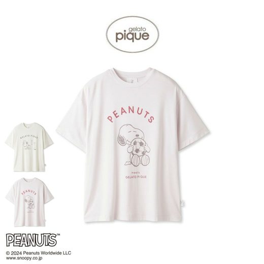 gelato pique ジェラートピケ PEANUTS ワンポイントTシャツ pwct242233 ジェラピケ ルームウェア パジャマ レディース 部屋着 トップス スヌーピー 誕生日 ギフト プレゼントにおすすめ 2024夏 セレクトショップムー