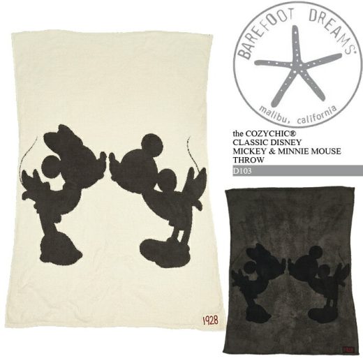 ベアフットドリームス ブランケット 毛布 barefoot dreams Classic Mickey Mouse & Minnie Mouse Throw Blanket D103-009-00 Cream Black ミッキーマウス ミニーマウス ディズニー ひざ掛け おくるみ マイクロファイバー【ラッピングOK/プレゼントに!!】