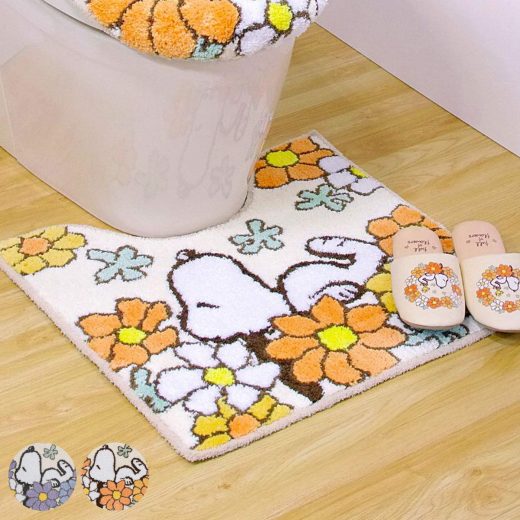 スヌーピー 花いっぱい トイレマット 約58×60cm （ トイレ マット 滑り止め 足元マット ラグ トイレタリー トイレグッズ PEANUTS ピーナッツ SNOOPY ）【39ショップ】