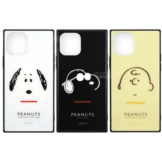 iPhone12 iPhone12Pro 対応 6.1インチ ケース カバー ピーナッツ PEANUTS スヌーピー シリーズ スクエアガラスケース ハイブリッドケース グルマンディーズ SNG-546