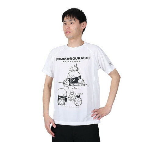 ファイテン（PHITEN）（メンズ、レディース）Tシャツ 半袖 レディース メンズ すみっコぐらし バスケ B 3123JG53610 白 速乾