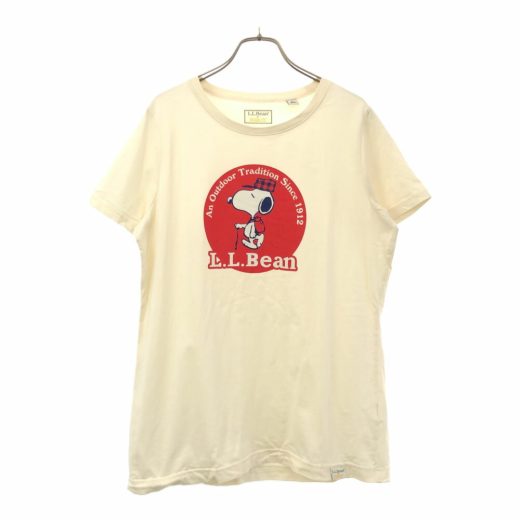 エルエルビーン ピーナッツ PEANUTS 半袖 Tシャツ M ホワイト L.L.Bean スヌーピー アウトドア レディース 【中古】