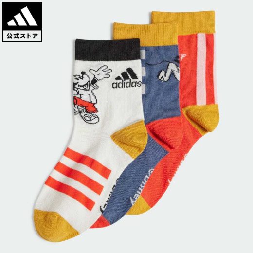 【公式】アディダス adidas 返品可 ディズニー ミッキーマウス ソックス3足組 キッズ キッズ／子供用 アクセサリー ソックス・靴下 クルーソックス 白 ホワイト IU4860