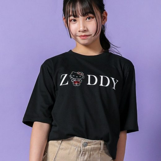 ZIDDY 【 ニコ☆プチ 掲載 】【ハローキティ*ZIDDY】ラインストーンロゴTシャツ(130~160cm) ベベ オンライン ストア トップス カットソー・Tシャツ ブラック ホワイト