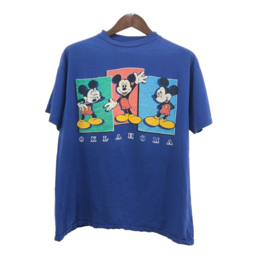 SALE// 90年代 Disney ディズニー MICKEY UNLIMITED ミッキーマウス 半袖Tシャツ キャラクター ブルー (メンズ LARGE) Q8242