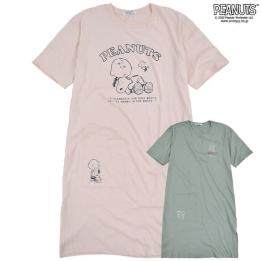 スヌーピー Tシャツ 半袖 レディース プリント BIG SNOOPY PEANUTS