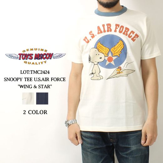 【毎月18日は感謝デー!P最大4倍】 トイズマッコイ Tシャツ 2024春夏 新作 スヌーピー TMC2424 TOYS McCOY SNOOPY TEE U.S.AIR FORCE WING & STAR ピーナッツ 半袖 風合い ヴィンテージ カットソー プリント アメカジ 大人 メンズ