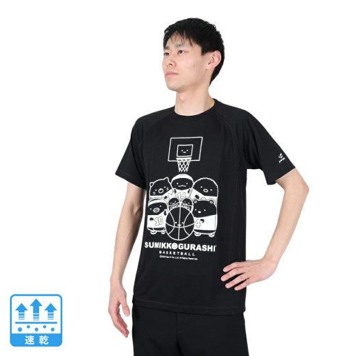 ファイテン（PHITEN）（メンズ、レディース）Tシャツ 半袖 レディース メンズ すみっコぐらし バスケ A 3123JG53500 黒 速乾