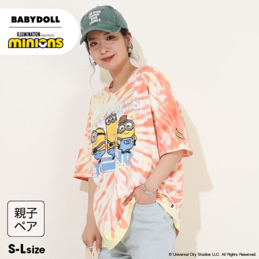 8/2 13:59まで 【対象Tシャツ3点以上でクーポン対象】【50％OFF ファイナルSALE】 親子お揃い ミニオン タイダイ Tシャツ 9289A 綿100% ベビードール BABYDOLL 大人 ユニセックス 男女兼用 レディース メンズ ミニオンズ minions セール