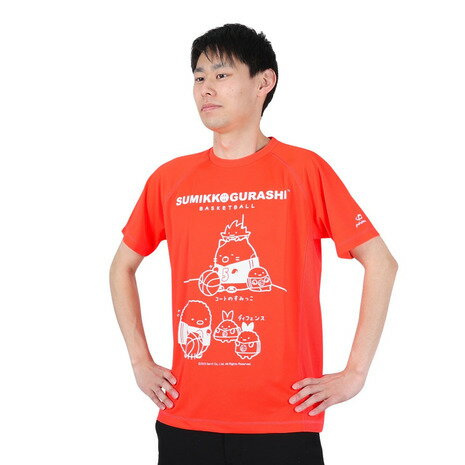 ファイテン（PHITEN）（メンズ、レディース）Tシャツ 半袖 レディース メンズ すみっコぐらし バスケ B 3123JG53710 オレンジ