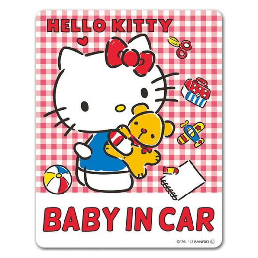 【車ステッカー】ハローキティ スタンダードデザイン【BABY IN CAR】ベビーインカー ベイビーインカー 車マグネットステッカー ゆうパケット対応210円～