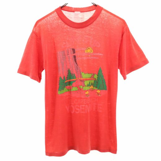 ヴィンテージ 70s 80s スヌーピー柄 プリント 半袖 Tシャツ レッド系 VINTAGE メンズ 【中古】