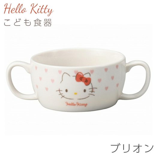 ＜3日間限定＞すぐ使える 10%OFFクーポン★子供食器 スープ椀 汁椀 スープカップ キティちゃん 女子 陶器【ハローキティ（ピンクハート）ブリオン】サンリオ グッズ 子ども かわいい食器 プレゼント レンジ・食洗機対応 日本製【金正陶器】【Silent-サイレント-】