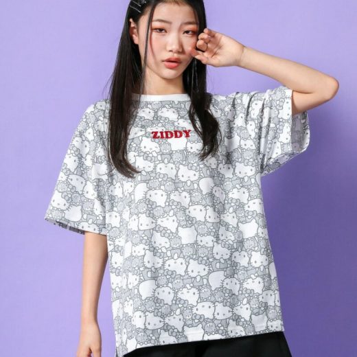 【SALE／55%OFF】ZIDDY 【 ニコ☆プチ 掲載 】【ハローキティ*ZIDDY】総柄BIGTシャツ(130~160cm) ベベ オンライン ストア トップス カットソー・Tシャツ ホワイト ブラック【RBA_E】