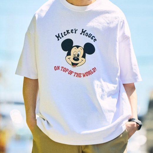 【SALE／5%OFF】FREAK'S STORE DISNEY/ディズニー ミッキーマウス 別注 ビッグシルエット フロントプリント クルーネックTシャツ Mickey Face 【限定展開】 24SS フリークスストア トップス カットソー・Tシャツ ホワイト グレー ブラック ピンク ネイビー【送料無料】