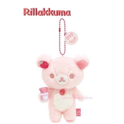 【 Rilakkuma グッズ 】 リラックマ ぶらさげ ぬいぐるみ　MO-20901 ねこねこの湯 コリラックマ ボールチェーン付き ぶら下げ type マイマーク 目印 チャーム かざり かわいい いちご ぎゅうにゅう ピンク色 ネコ 湯 苺 ※1個限【3cmメール便不可】