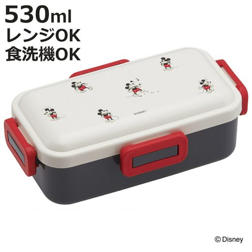 弁当箱 1段 530ml 抗菌ふわっと弁当箱 ミッキーマウス （ ミッキー ランチボックス 食洗機対応 レンジ対応 一段 抗菌 ドーム型 4点ロック 日本製 仕切り付き 銀 AG 抗菌加工 食洗機OK レンジOK お弁当 弁当 一段弁当 ）【3980円以上送料無料】