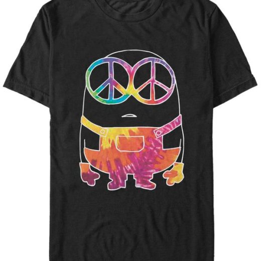 【送料無料】 フィフスサン メンズ Tシャツ トップス Minions Men's Hippie Tie Dye Peace Sign Short Sleeve T-Shirt Black