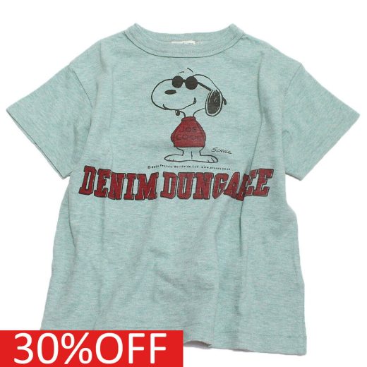 【子ども服/デニムダンガリー/スヌーピーコラボ/DENIM DUNGAREE/ジュニア服】 セール 【40%OFF】 テンジク SNOOPY サングラス TEE 28LGN淡緑