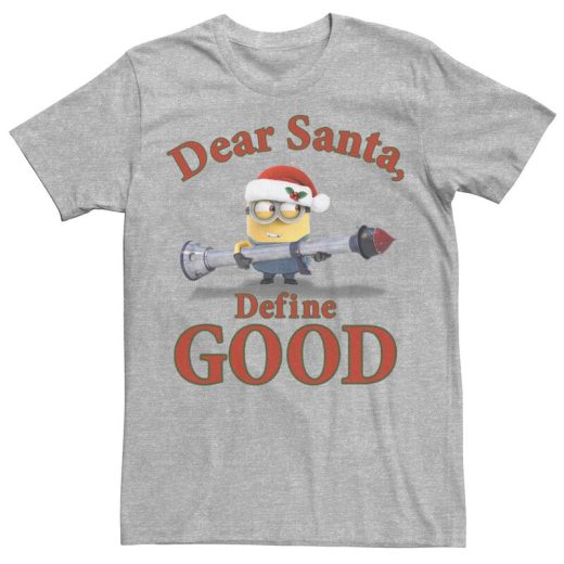 【送料無料】 ライセンス キャラクター メンズ Tシャツ トップス Men's Despicable Me Minions Dear Santa Define Good Tee Athletic Heather