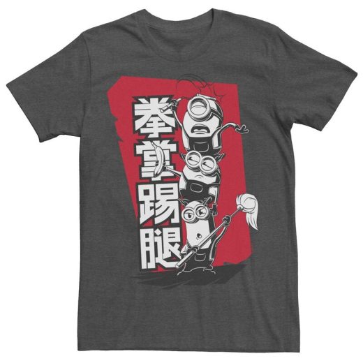 【送料無料】 ライセンス キャラクター メンズ Tシャツ トップス Men's Minions 2 Kanji Style Poster Tee Charcoal Heather