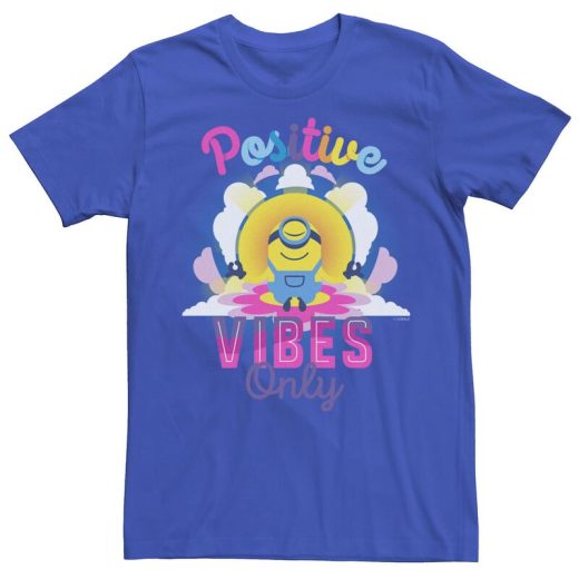 【送料無料】 ライセンス キャラクター メンズ Tシャツ トップス Men's Minions 2 Positive Vibes Only Colorful Portrait Tee Royal