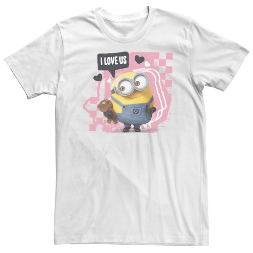 【送料無料】 ライセンス キャラクター メンズ Tシャツ トップス Big & Tall Despicable Me Minions Valentine's Day I Love Us Tee White