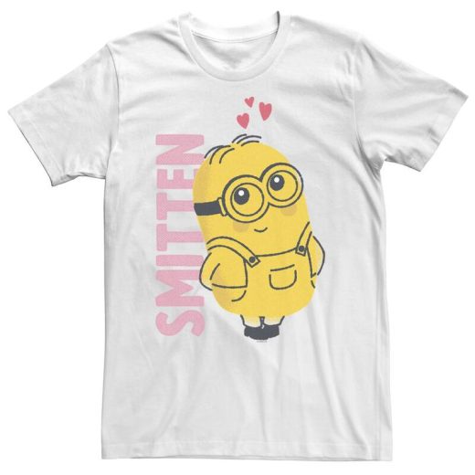 【送料無料】 ライセンス キャラクター メンズ Tシャツ トップス Big & Tall Despicable Me Minions Valentine's Day Smitten Tee White